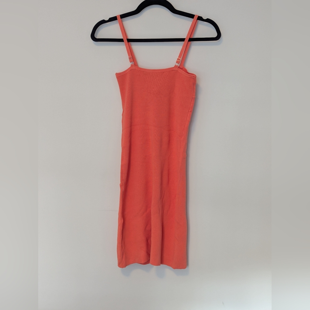 NWT French Connection Coral Orange Viscose Knit Lindee Front Twist Slipdress, S - Picture 4 of 7